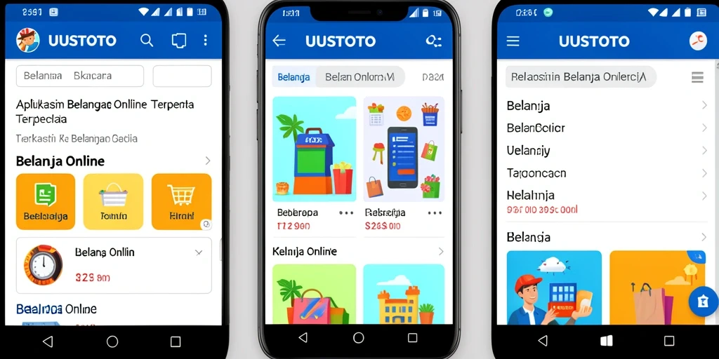 Tampilan antarmuka aplikasi UUSTOTO untuk belanja online.