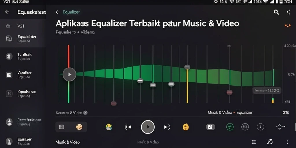 Antarmuka aplikasi Equalizer V21 yang menarik dan mudah digunakan.